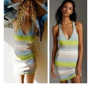 Anthropologie Daily Practice Tuvalu Stripe Rib Knit Racerback Sweater Dress